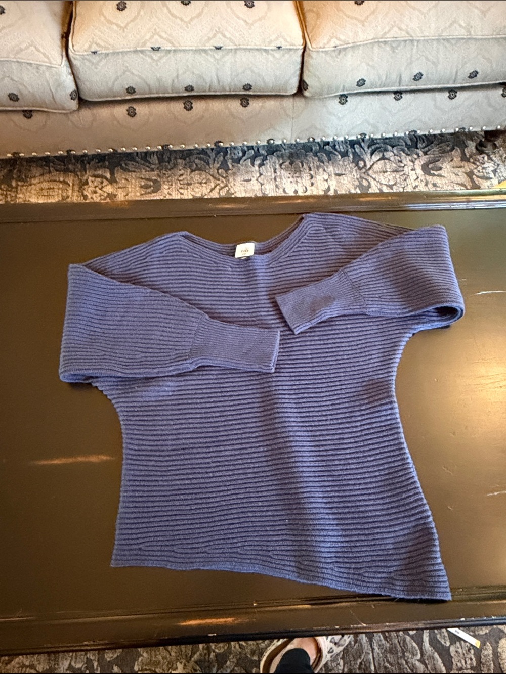 Cabi Blue Ribbed Boatneck Women's Sweater #6232